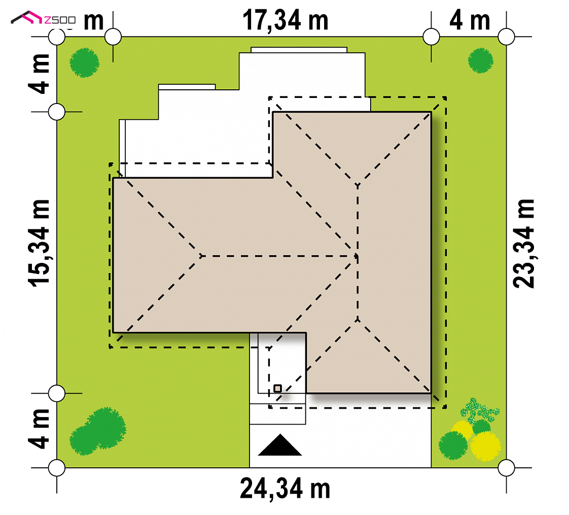Z190 to wyjątkowy dom z kategorii projekty domów z czterema pokojami Gotowy projekt domu Z190 - Parterowy dom z garażem 2 stanowisk. oraz dużym salonem z otwartą kuchnią