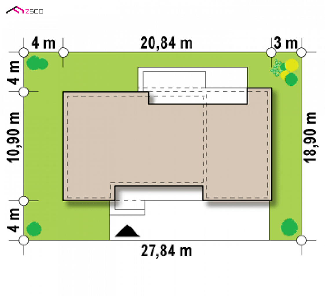Zx102 to wyjątkowy dom z kategorii projekty domów z czterema pokojami Gotowy projekt domu Zx102 - Nowoczesny dom parterowy z garażem dwustanowiskowym.