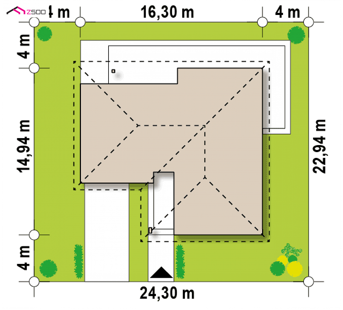 Z204 L v2 to wyjątkowy dom z kategorii projekty domów z garażem jednostanowiskowym Gotowy projekt domu Z204 L v2 - lustro, zmiana układu pomieszczeń wewnątrz