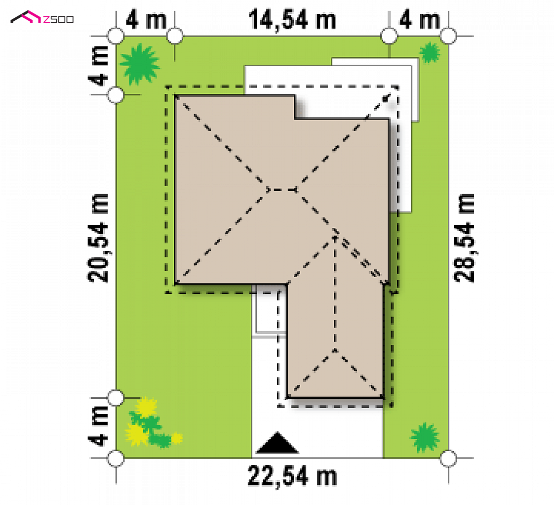 Z52 to wyjątkowy dom z kategorii projekty domów z garażem dwustanowiskowym Gotowy projekt domu Z52 - Funkcjonalny parterowy dom z dużym salonem i garażem dwustanowiskowym.