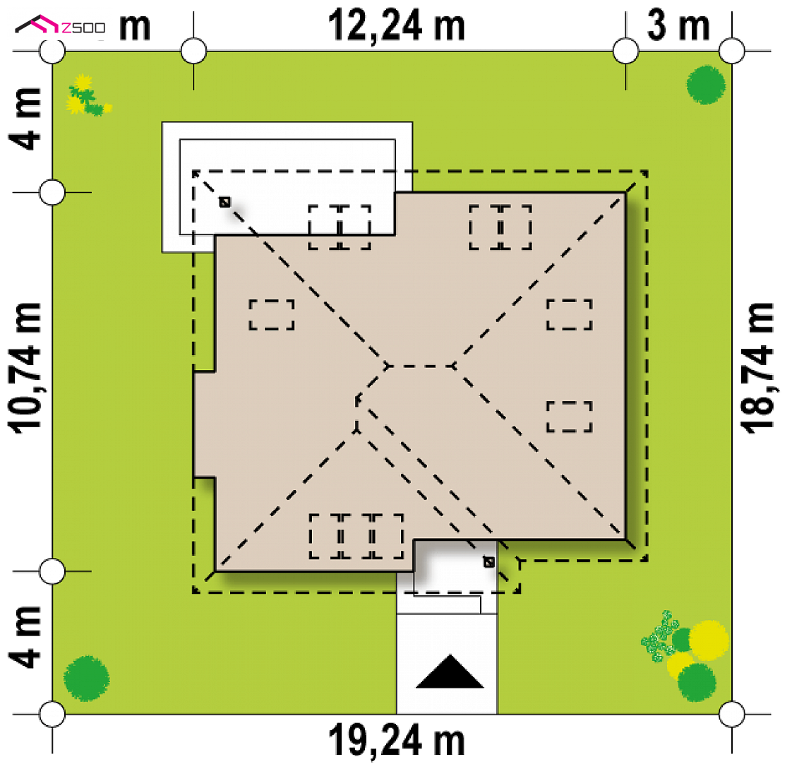 Z54 to wyjątkowy dom z kategorii projekty domów z dachem wielospadowym Gotowy projekt domu Z54 - Zgrabny dom o przestronnym wnętrzu ze sporą kotłownią oraz czterema sypialniami.