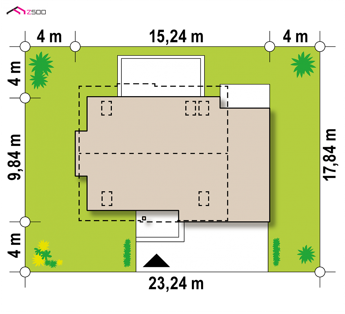 Z189 to wyjątkowy dom z kategorii projekty domów z dachem dwuspadowym Gotowy projekt domu Z189 - Dom z poddaszem, garażem oraz dużym pom. gospodarczym i wykuszem w salonie