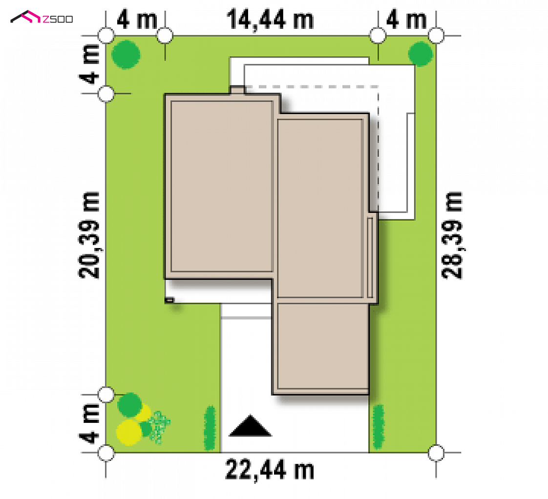 Zx103 to wyjątkowy dom z kategorii projekty domów z większą liczbą pokoi Gotowy projekt domu Zx103 - Nowoczesny dom z płaskim dachem,czterema sypialniami i garażem dwustanowiskowym.