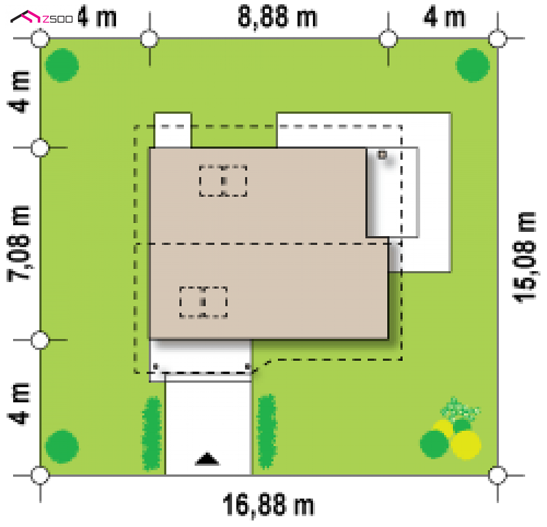 Z71 eg to wyjątkowy dom z kategorii projekty domów do 80 m2 Gotowy projekt domu Z71 eg - wersja przystosowana do ogrzewanie eko-groszkiem