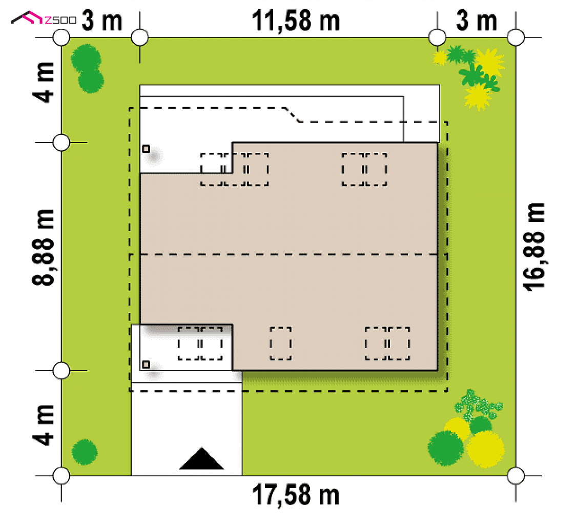 Z66 to wyjątkowy dom z kategorii projekty domów z większą liczbą pokoi Gotowy projekt domu Z66 - Wygodny dom z poddaszem, dachem dwuspadowym pokojem na parterze, łatwy w budowie