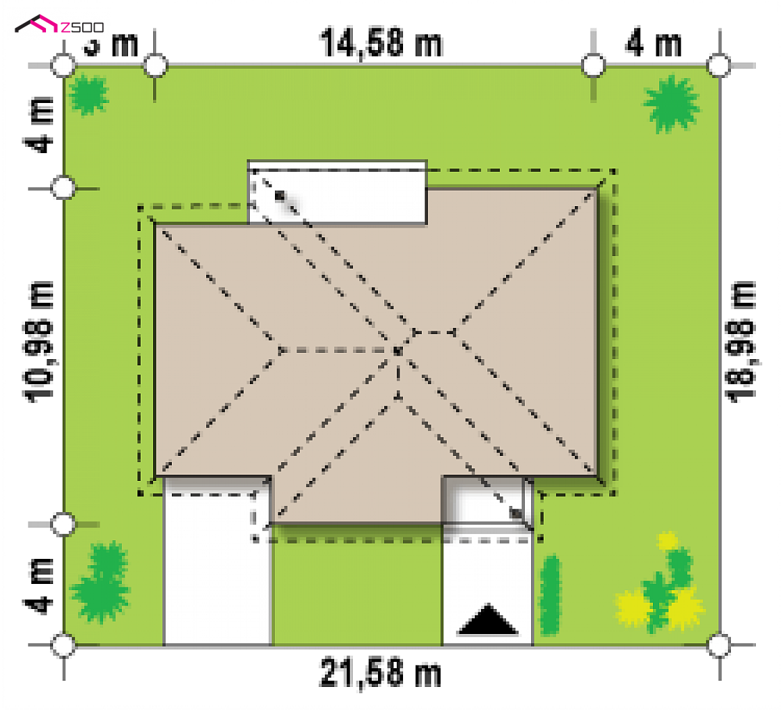 Z64 GL v2 to wyjątkowy dom z kategorii projekty domów z garażem jednostanowiskowym Gotowy projekt domu Z64 GL v2 - Wersja z garażem po lewej. Kąt dachu 24 stopnie.Zmiany w stolarce