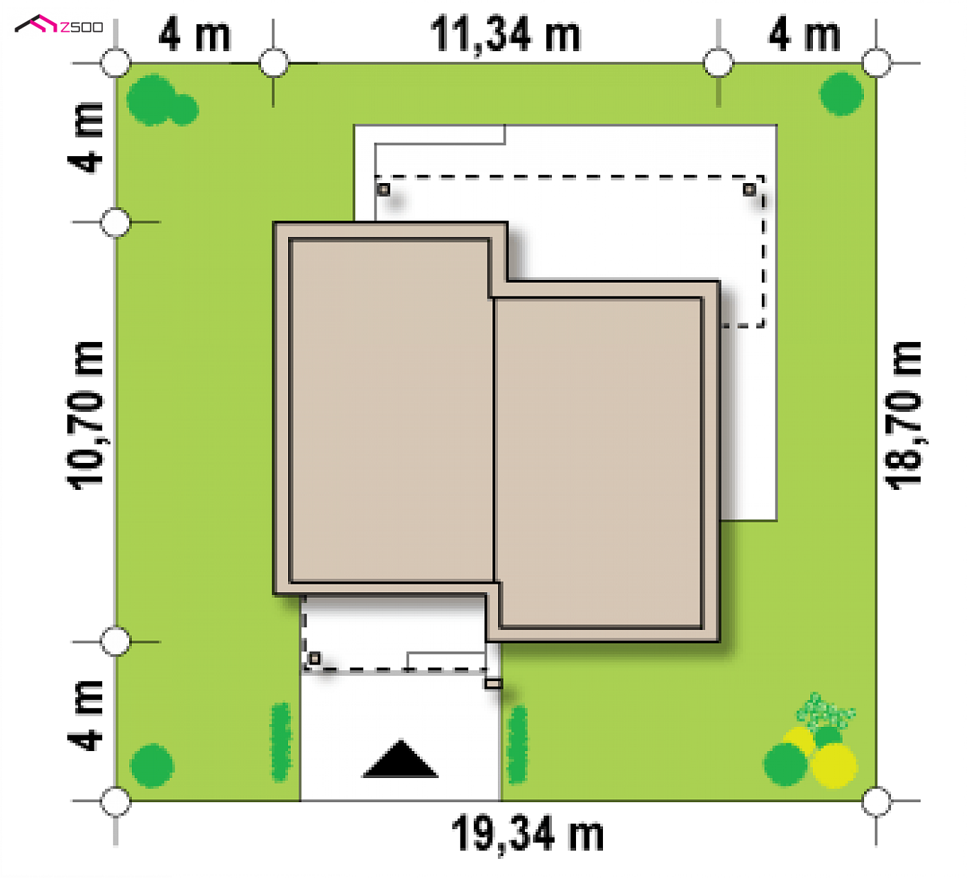 Zx105 to wyjątkowy dom z kategorii projekty domów do 90 m2 Gotowy projekt domu - Kompaktowy dom w nowoczesnym stylu z dwiema sypialniami i dużą kuchnią.