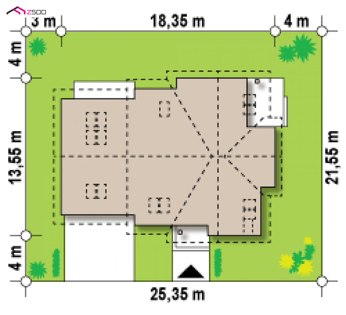 Z70 to wyjątkowy dom z kategorii projekty domów z garażem dwustanowiskowym Gotowy projekt domu Z70 - Kompaktowy dom z zaaranżowanym poddaszem, garażem na dwa samochody i kotłownią.