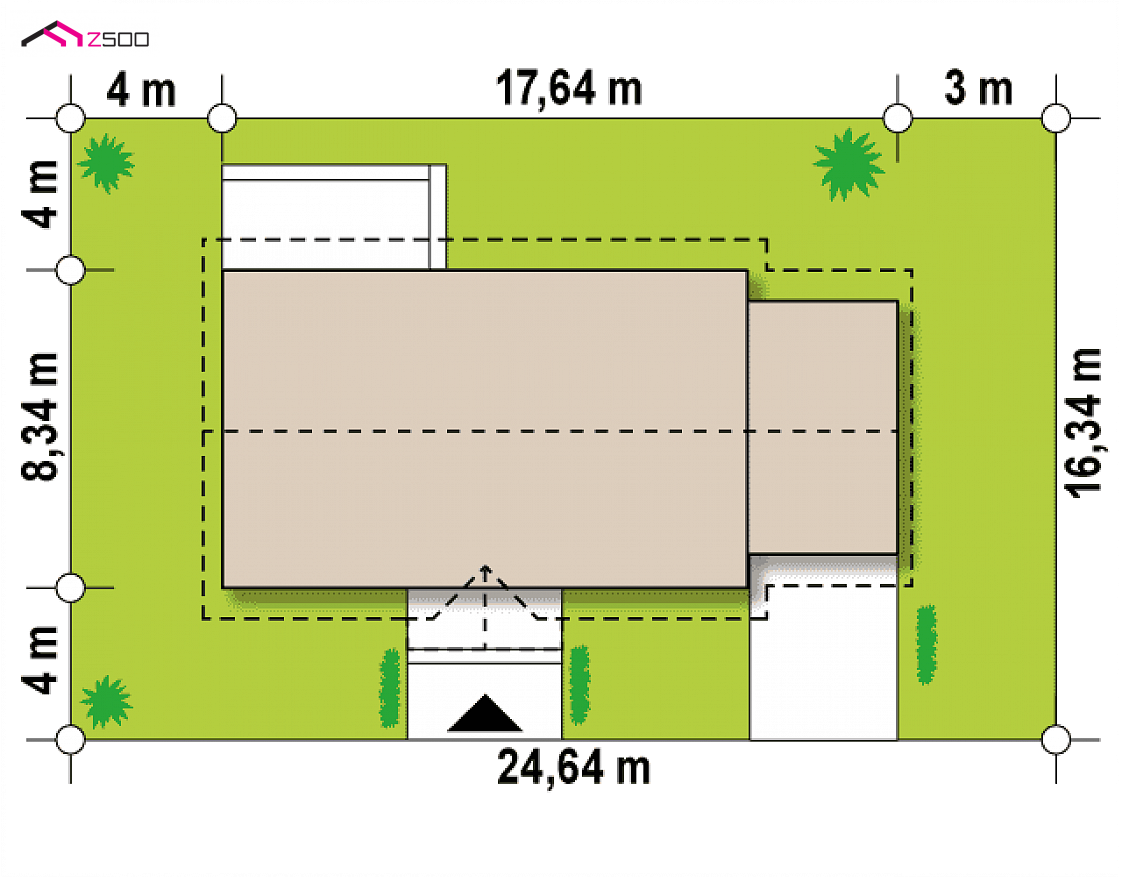 Z241 GP to wyjątkowy dom z kategorii projekty domów z czterema pokojami Gotowy projekt domu Z241 GP - Dom parterowy z garażem jednostanowiskowym . Tani w budowie i eksploatacji.