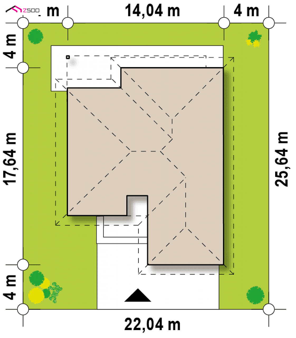 Z96 to wyjątkowy dom z kategorii projekty domów z garażem dwustanowiskowym Gotowy projekt domu Z96 - Wygodny dom parterowy z dużym salonem i kuchnią oraz opcją adaptacji poddasza.