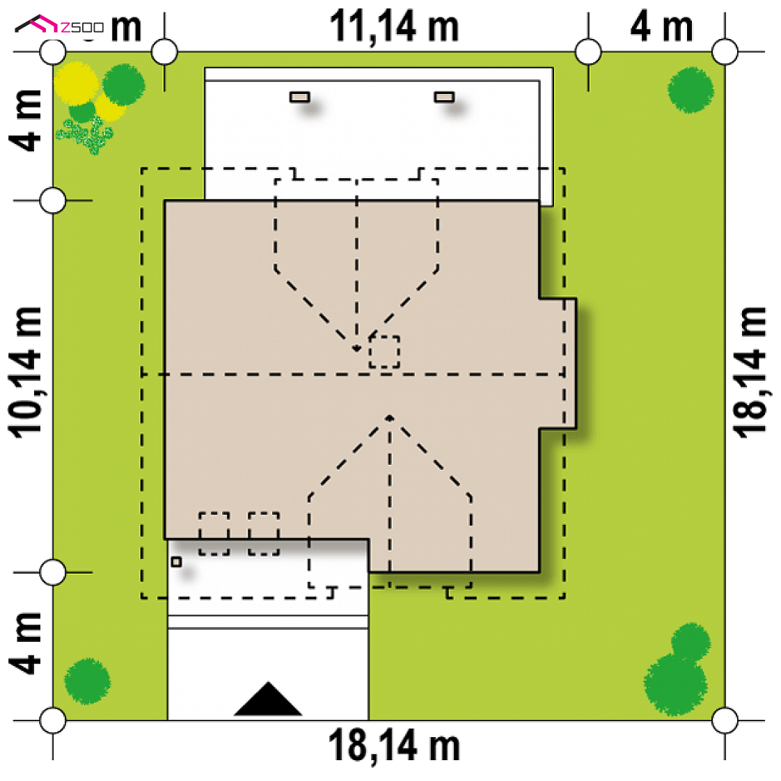 Z28 v2 to wyjątkowy dom z kategorii projekty domów z większą liczbą pokoi Gotowy projekt domu Z28 v2 - Wariant projektu z innym układem pomieszczeń oraz nowoczesną elewacją