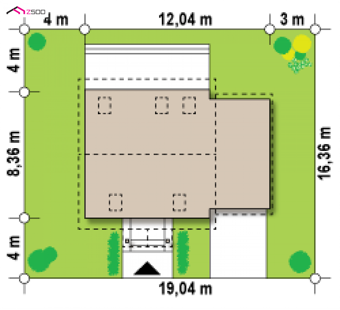 Z4 D bl GPp to wyjątkowy dom z kategorii projekty domów do 100 m2 Gotowy projekt domu Z4 D bl GPp - w technologii drewnianej bez lukarn, garaż boczny z dachem pulpitowym