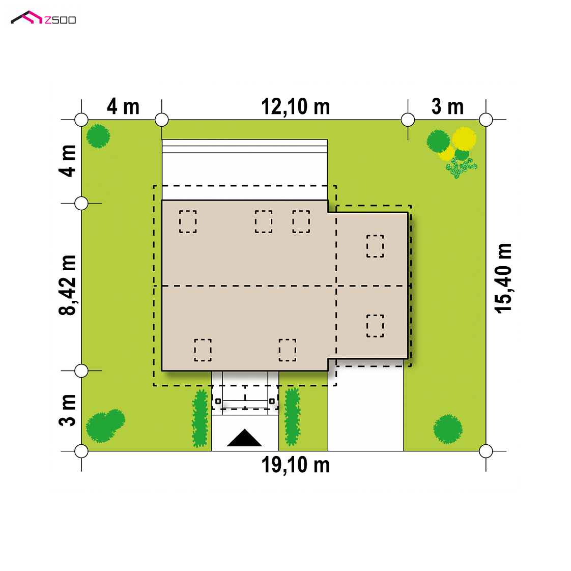 Z4 D bl GP to wyjątkowy dom z kategorii projekty domów do 110 m2 Gotowy projekt domu Z4 D bl GP - w technologii drewnianej bez lukarn, garaż boczny z dachem dwuspadowym