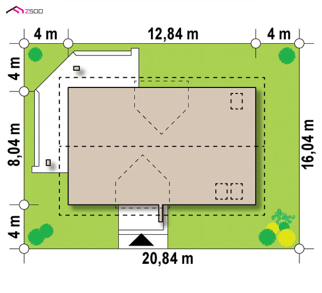 Z223 to wyjątkowy dom z kategorii projekty domów z większą liczbą pokoi Gotowy projekt domu Z223 - Dom z poddaszem użytkowym, dużym P.G i piecem na paliwo stałe