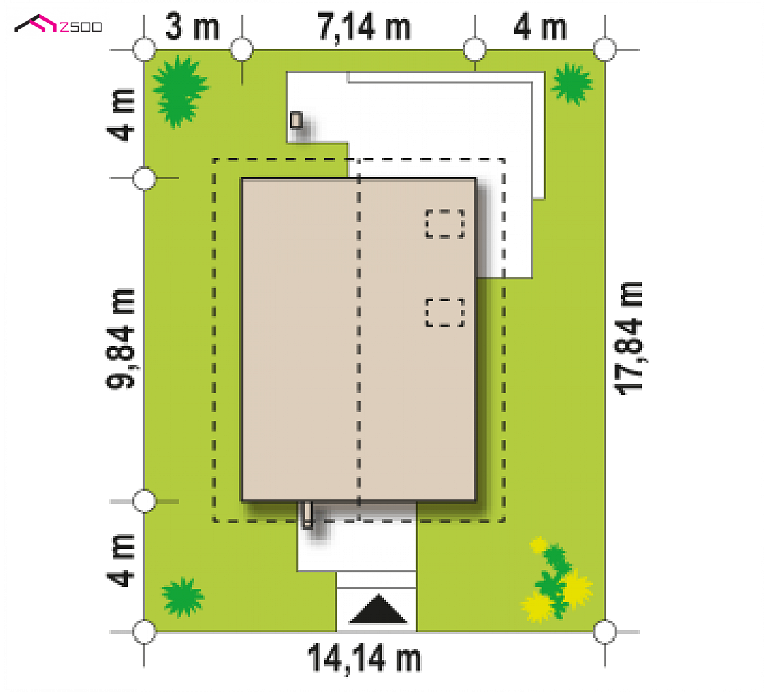 Z177 to wyjątkowy dom z kategorii projekty domów do 100 m2 Gotowy projekt domu Z177 - Mały, wygodny i praktyczny dom na wąską działkę.