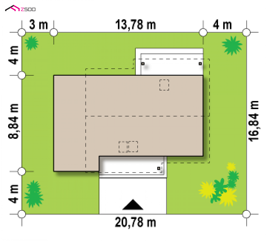 Z210 GLt to wyjątkowy dom z kategorii projekty domów z większą liczbą pokoi Gotowy projekt domu Z210 GLt - Przytulny dom z garażem jednostanowiskowym i ulepszonym układem funkcjonalnym.
