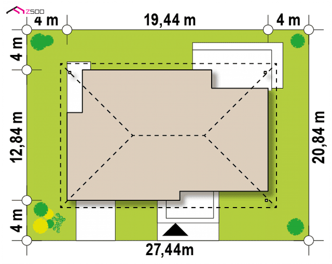 Z153 GL to wyjątkowy dom z kategorii projekty domów jednorodzinnych Gotowy projekt domu Z153 GL - Wariant z garażem po lewej stronie i ze zmienionym układem pomieszczeń.