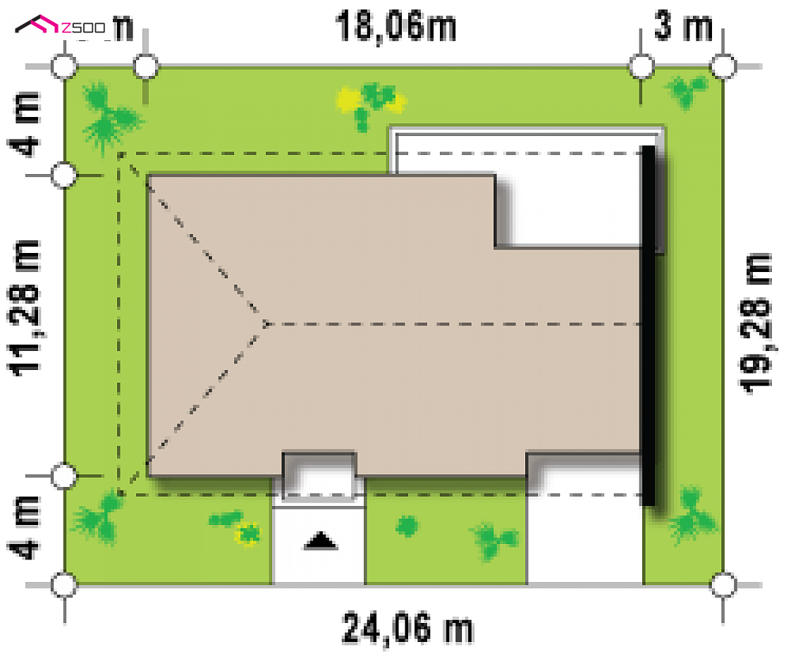 Z123 ZBL to wyjątkowy dom z kategorii projekty domów do 140 m2 Gotowy projekt domu Z123 ZBL - wersja bliźniaka parterowego na podstawie projektu Z123