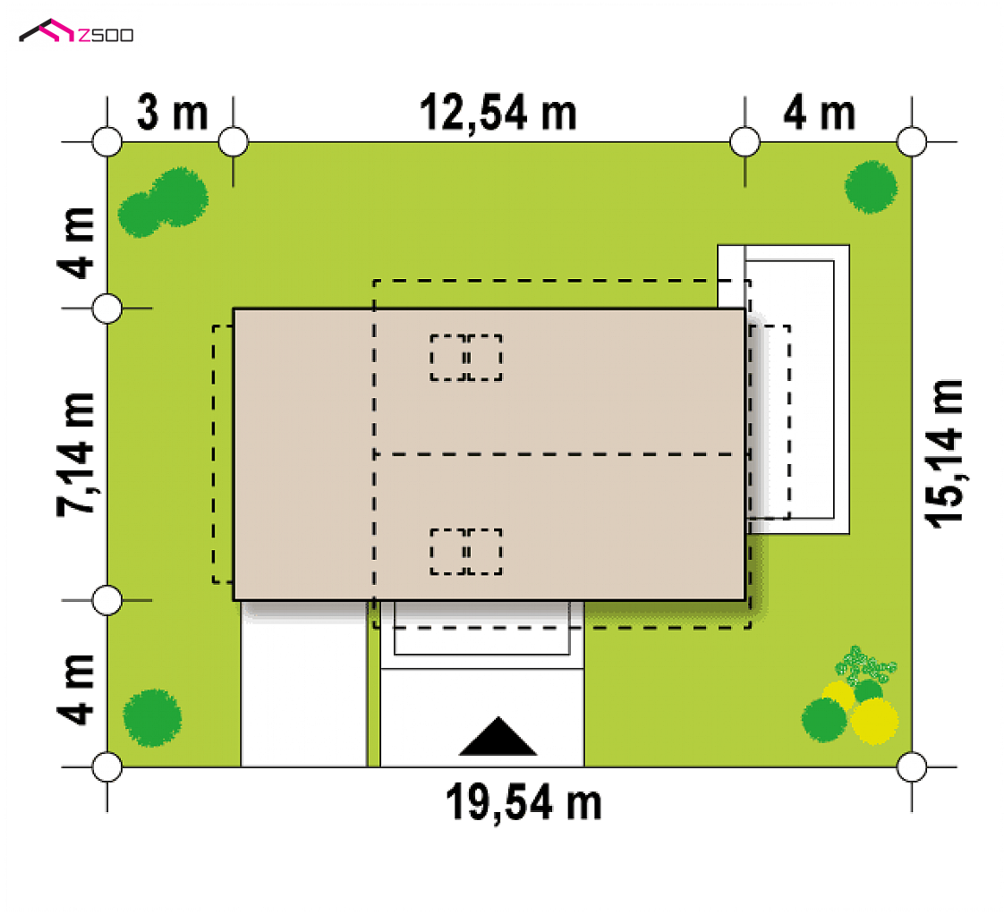 Z211 GL to wyjątkowy dom z kategorii projekty domów tanich w budowie Gotowy projekt domu Z211 GL - Wariant z garażem jednostanowiskowym.