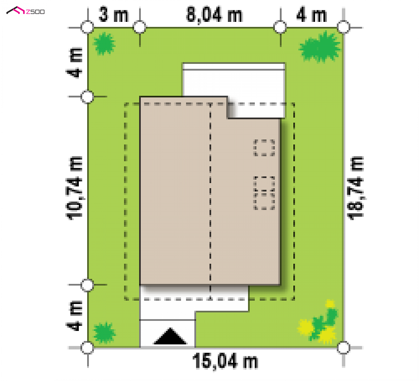 Z302 to wyjątkowy dom z kategorii projekty domów do 110 m2 Gotowy projekt domu - Dom na wąską działkę z poddaszem użytkowym i z ogrzewaniem na paliwo stałe.