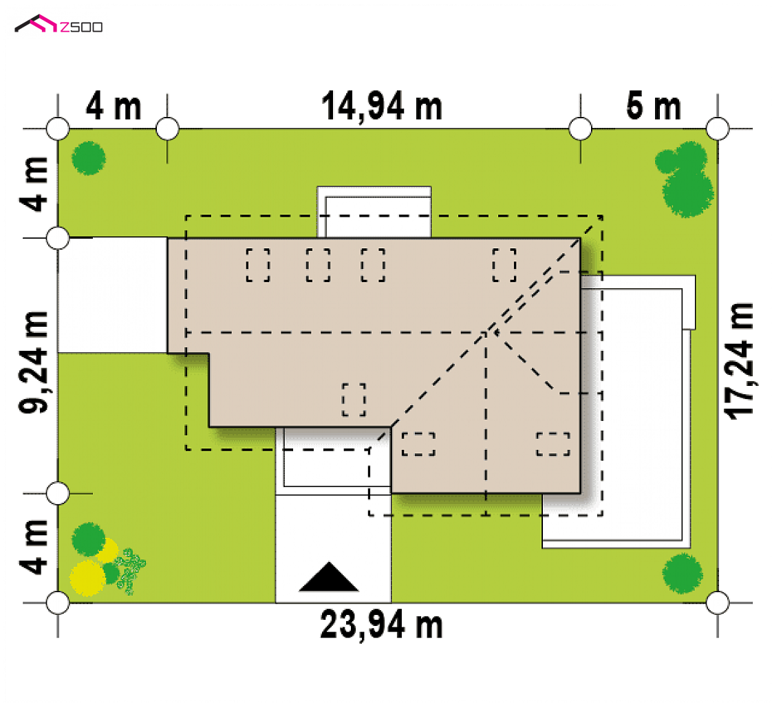 Z150 GL to wyjątkowy dom z kategorii projekty domów do 130 m2 Gotowy projekt domu Z150 GL - Wariant z garażem zamiast usługi.