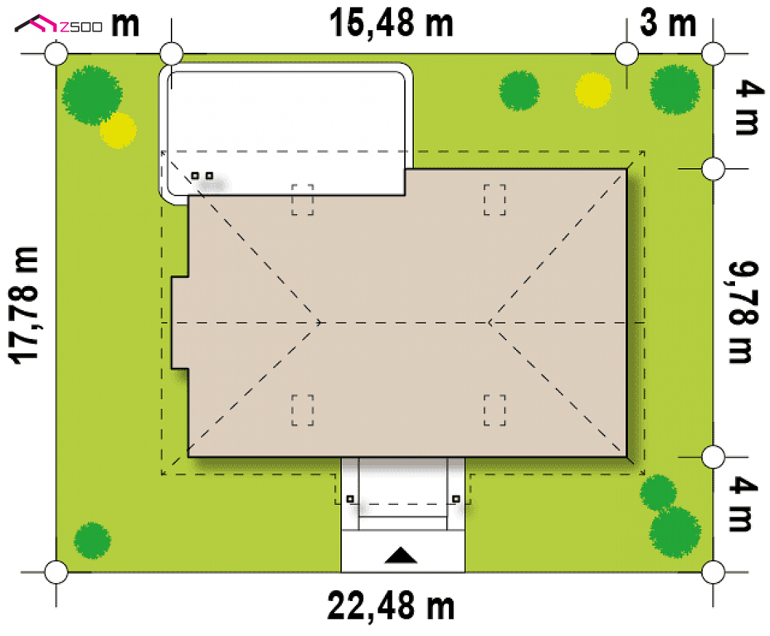 Z106 D L to wyjątkowy dom z kategorii projekty domów drewnianych Gotowy projekt domu Z106 D L - wersja w technologii szkieletowej w odbiciu lustrzanym