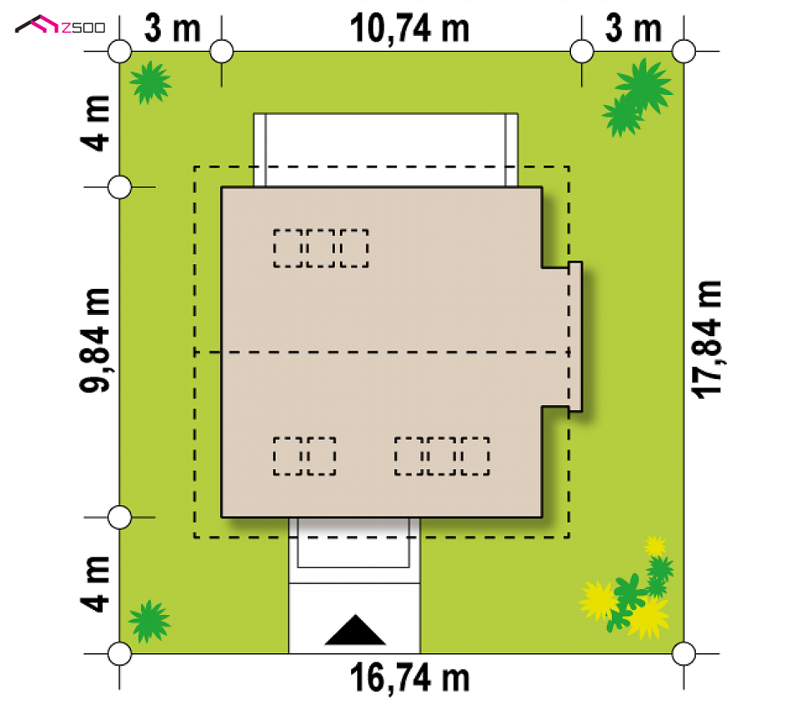 Z304 to wyjątkowy dom z kategorii projekty domów do 130 m2 Gotowy projekt domu Z304 - Optymalny, tani w budowie z dachem dwuspadowym projekt domu.