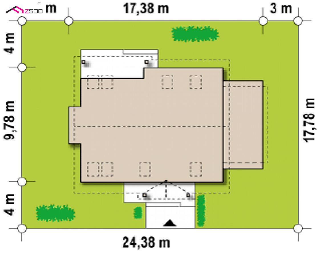 Z95 GL to wyjątkowy dom z kategorii projekty domów z garażem jednostanowiskowym Gotowy projekt domu Z95 GL - Projekt domu z dachem dwuspadowym wariant z garażem po lewej stronie