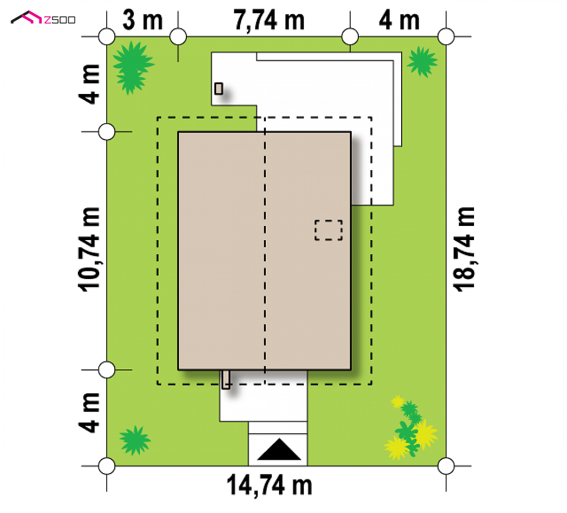 Z177 + to wyjątkowy dom z kategorii projekty domów do 120 m2 Gotowy projekt domu Z177 + - Nieduży, wygodny i praktyczny dom na wąską działkę.