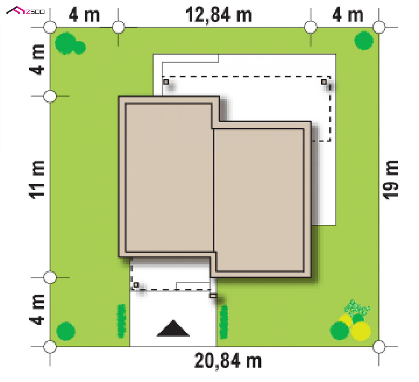 Zx105 B to wyjątkowy dom z kategorii projekty domów do 100 m2 Gotowy projekt domu - Kompaktowy dom w nowoczesnym stylu z trzema pokojami oraz własnymi garderobami.
