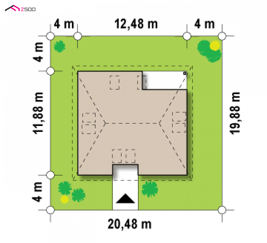 Z84 to wyjątkowy dom z kategorii projekty domów z dachem czterospadowym Gotowy projekt domu Z84 - Dom z poddaszem użytkowym i funkcjonalnym wnętrzem, dach kopertowy.