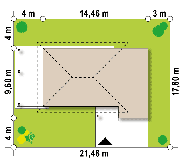 Zx63 B + to wyjątkowy dom z kategorii projekty domów z większą liczbą pokoi Gotowy projekt domu Zx63 B + - Nowoczesny dom piętrowy z dachem kopertowym i wjazdem od południa.