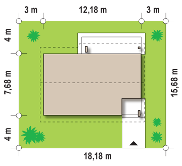 Z87 to wyjątkowy dom z kategorii projekty domów do 80 m2 Gotowy projekt domu Z87 - Parterowy dom, tani w budowie, bez nośnych ścian, z dużym P.G i 2 sypialniami.