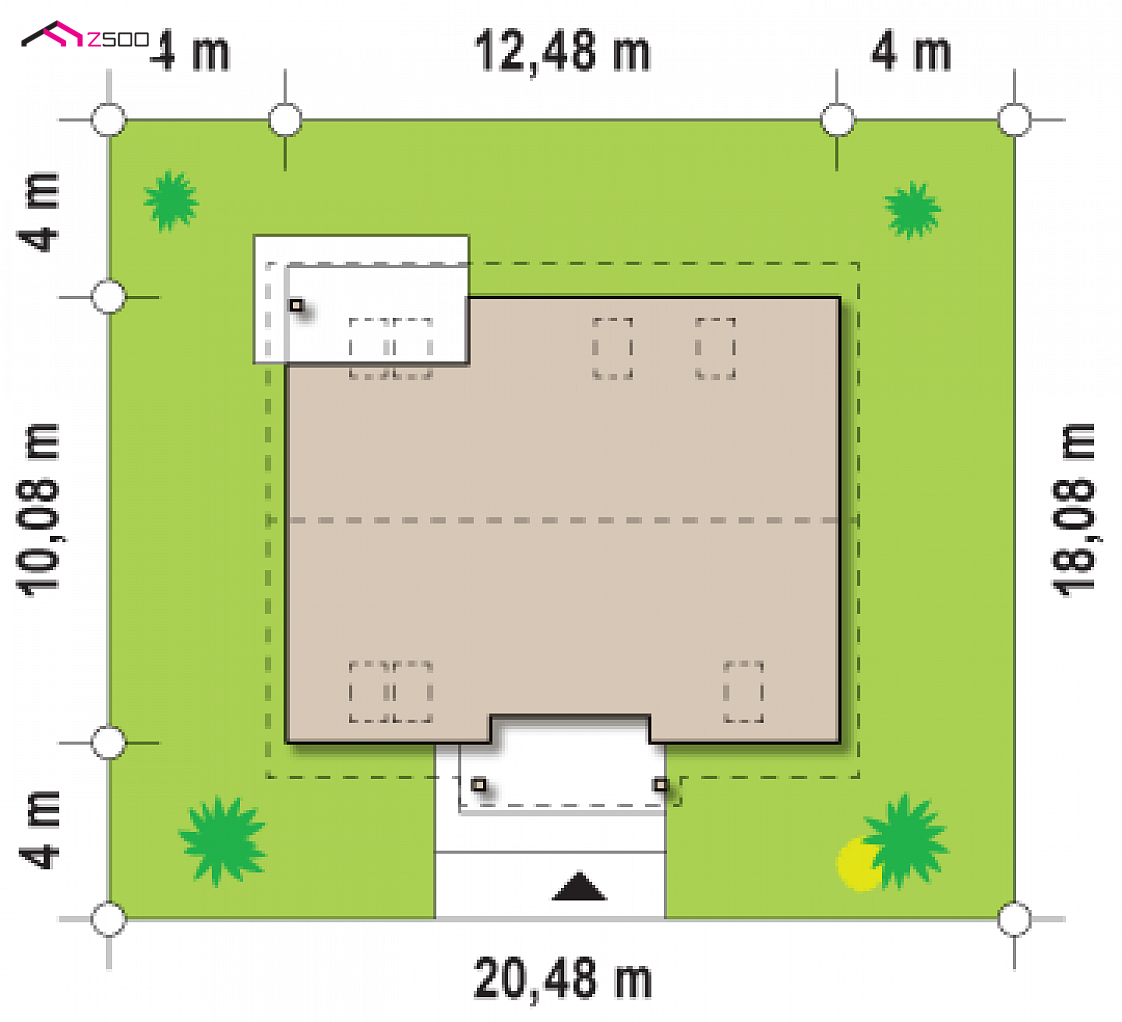 Z88 to wyjątkowy dom z kategorii projekty domów jednorodzinnych Gotowy projekt domu Z88 - Mały dom z poddaszem użytkowym oraz garażem jednostanowiskowym w bryle.