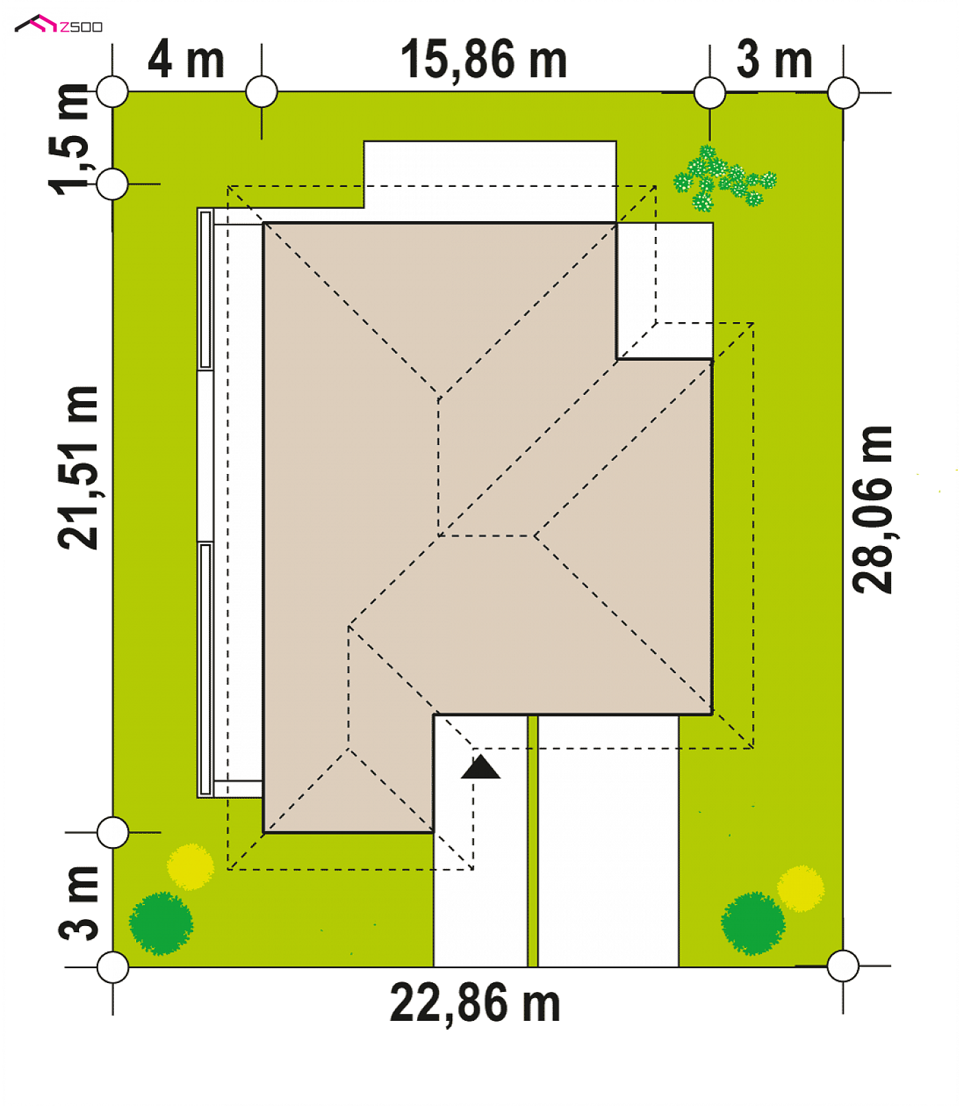 Z400 to wyjątkowy dom z kategorii projekty domów parterowych Gotowy projekt domu - Parterowy dom jednorodzinny z garażem dwustanowiskowym