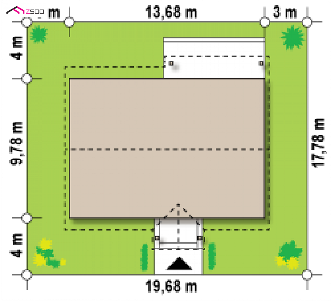 Z91 to wyjątkowy dom z kategorii projekty domów z czterema pokojami Gotowy projekt domu Z91 - Mały dom parterowy z dachem dwuspadowym, 3 sypialniami i dużą kuchnią.