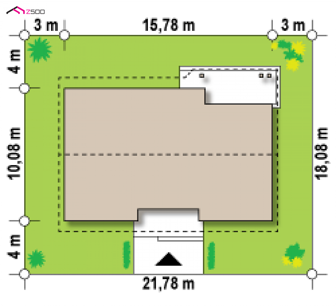 Z98 to wyjątkowy dom z kategorii projekty domów z czterema pokojami Gotowy projekt domu Z98 - Parterowy dom tani w budowie z dużym P.G oraz z opcją zagospodarowania poddasza.