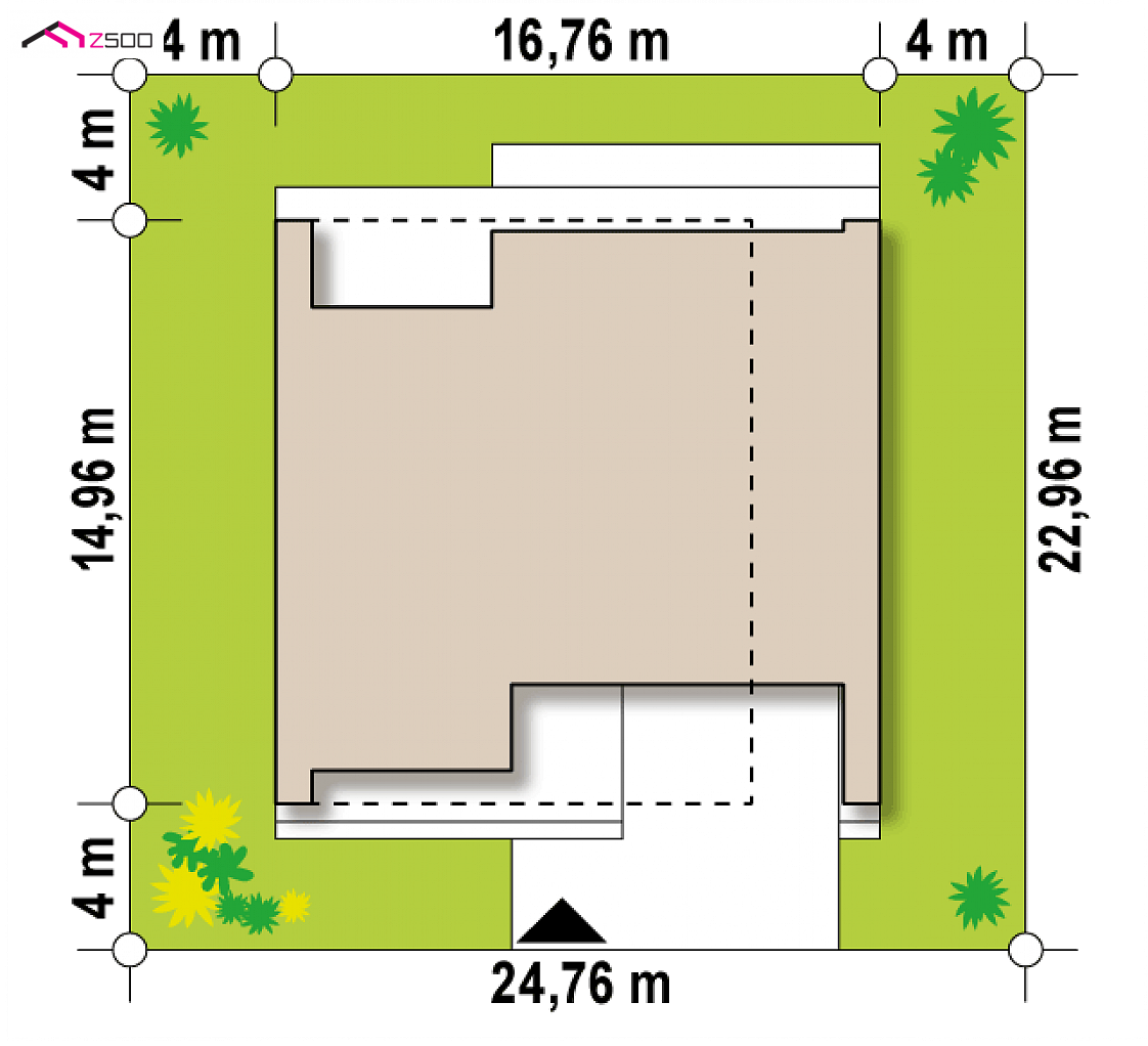 Zx123 GP2 to wyjątkowy dom z kategorii projekty domów z większą liczbą pokoi Gotowy projekt domu Zx123 GP2 - Powiększony wariant projektu Zx123 z podwójnym garażem, spiżarnią oraz sauną.