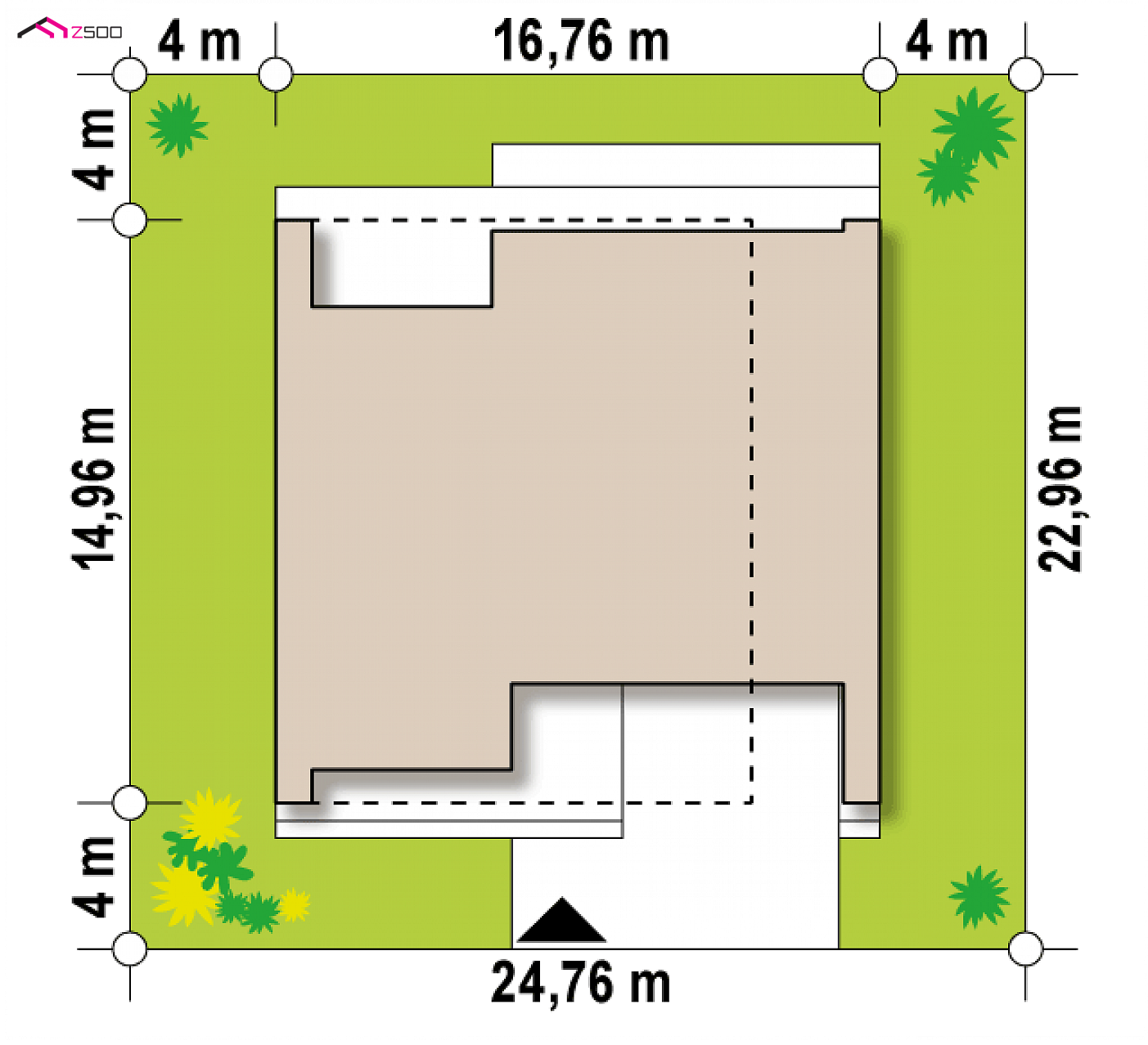 Zx123 GP2 to wyjątkowy dom z kategorii projekty domów z większą liczbą pokoi Gotowy projekt domu - Powiększony wariant projektu Zx123 z podwójnym garażem, spiżarnią oraz sauną.