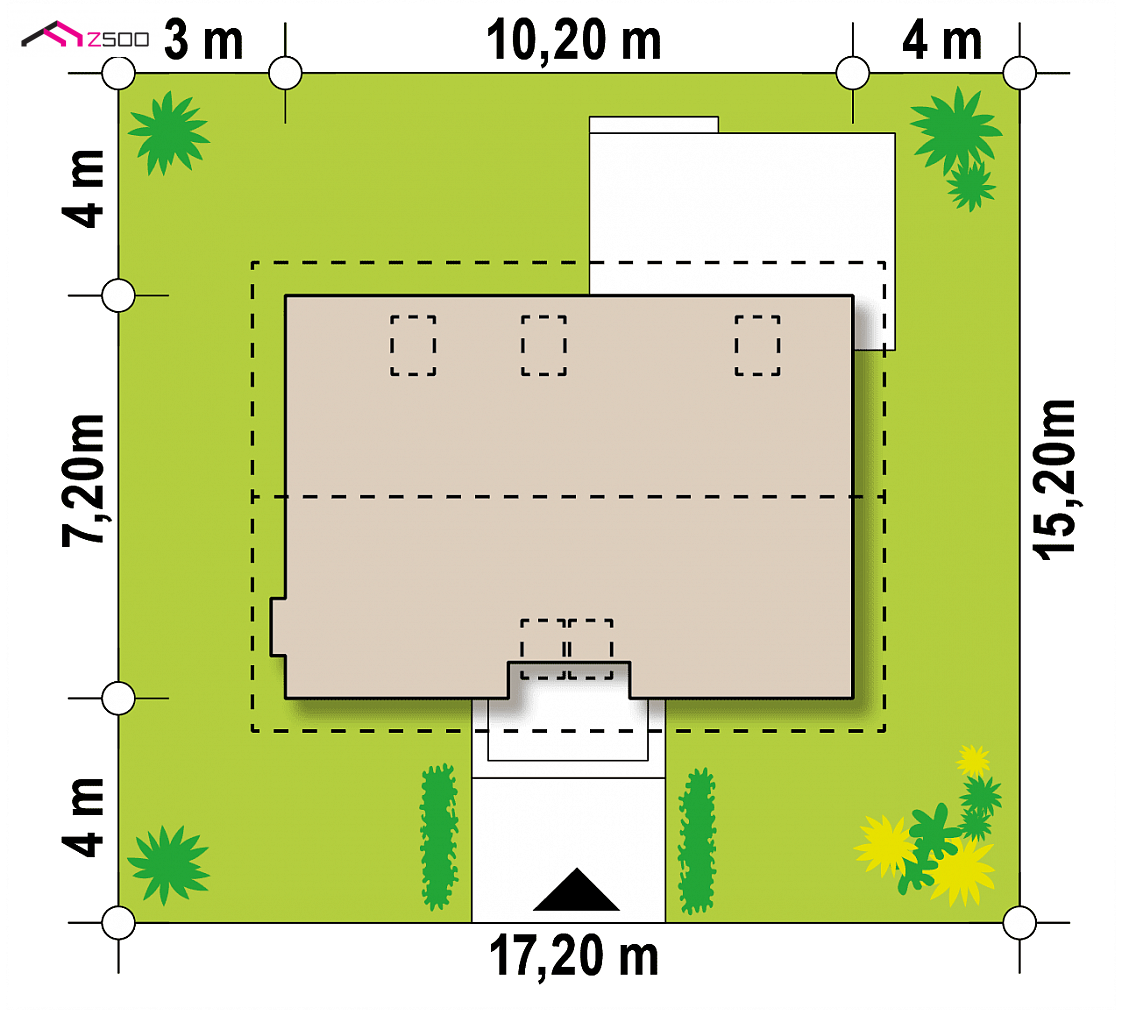 Z34 D to wyjątkowy dom z kategorii projekty domów na wąską działkę Gotowy projekt domu Z34 D - Projekt domu na małą działkę, w technologii drewnianej.
