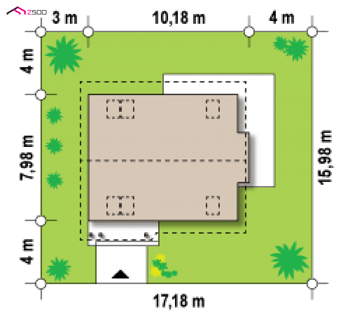 Z101 to wyjątkowy dom z kategorii projekty domów do 100 m2 Gotowy projekt domu Z101 - Mały dom z pokojem na parterze, dużym P.G i wykuszem w jadalni.