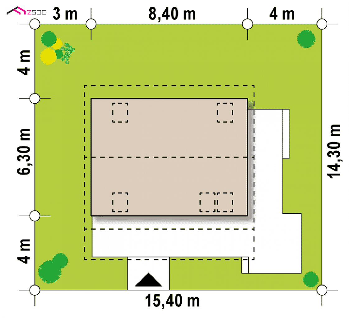 Z39 D to wyjątkowy dom z kategorii projekty domów tanich w budowie Gotowy projekt domu Z39 D - Mały, przytulny dom z poddaszem, werandą od frontu, przekryty dachem dwuspadowym