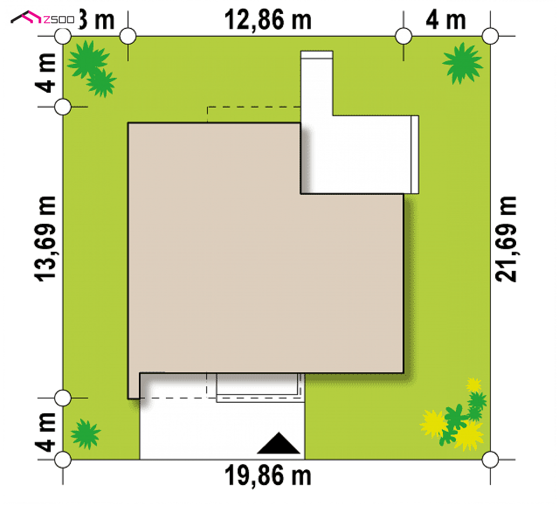 Zx46 - to wyjątkowy dom z kategorii projekty domów z czterema pokojami Gotowy projekt domu Zx46 - - Pomniejszony wariant projektu podstawowego
