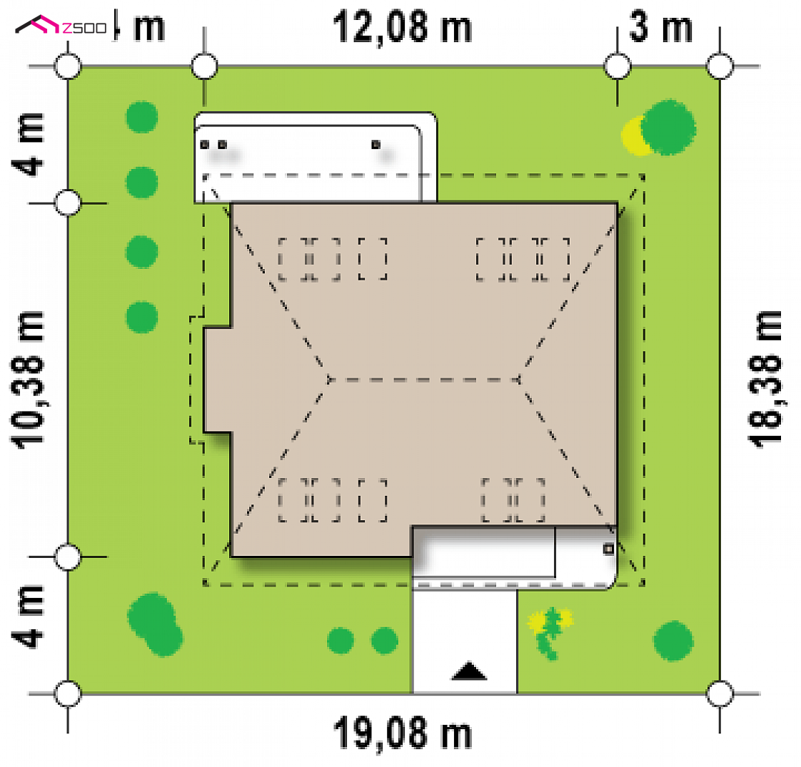 Z104 to wyjątkowy dom z kategorii projekty domów z poddaszem użytkowym Gotowy projekt domu Z104 - Tradycyjny i wygodny dom z pokojem na parterze, wykuszem i poddaszem użytkowym.