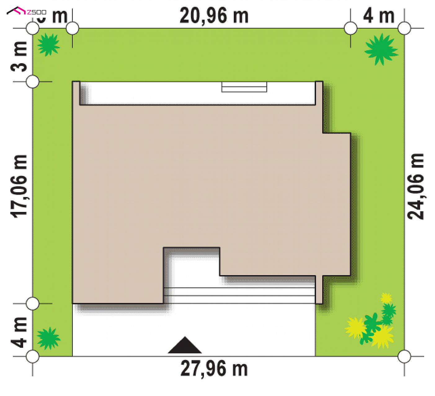 Zx72 to wyjątkowy dom z kategorii projekty domów z większą liczbą pokoi Gotowy projekt domu - Nowoczesna parterówka z 4 sypialniami, garażem 2-stanowiskowym i dużymi oknami.