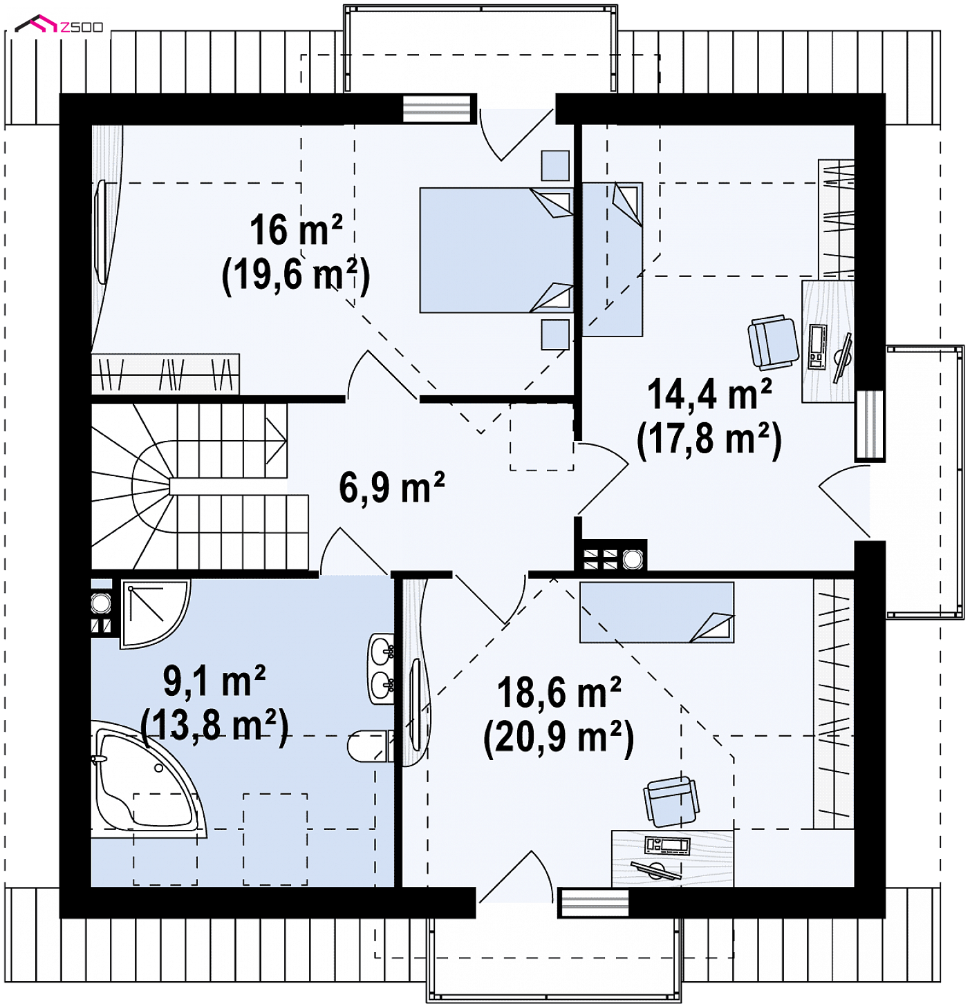 Z28 v2 HB to wyjątkowy dom z kategorii projekty domów do 150 m2 Gotowy projekt domu - wariant w technologii H-Block firmy Solcraft
