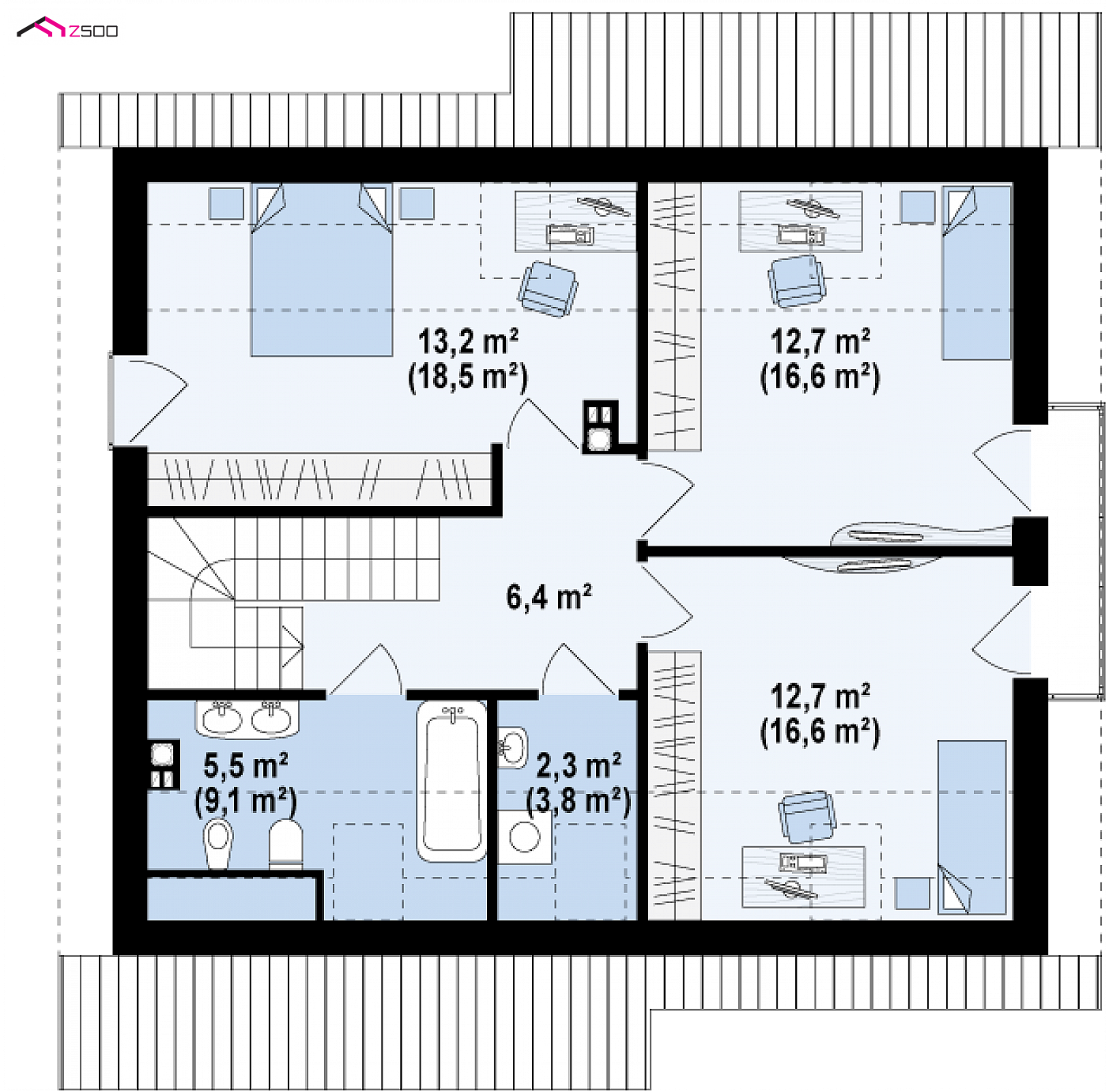 Z92 HB to wyjątkowy dom z kategorii projekty domów do 130 m2 Gotowy projekt domu - Wygodny dom z pralnią w technologii H-Block firmy Solcraft