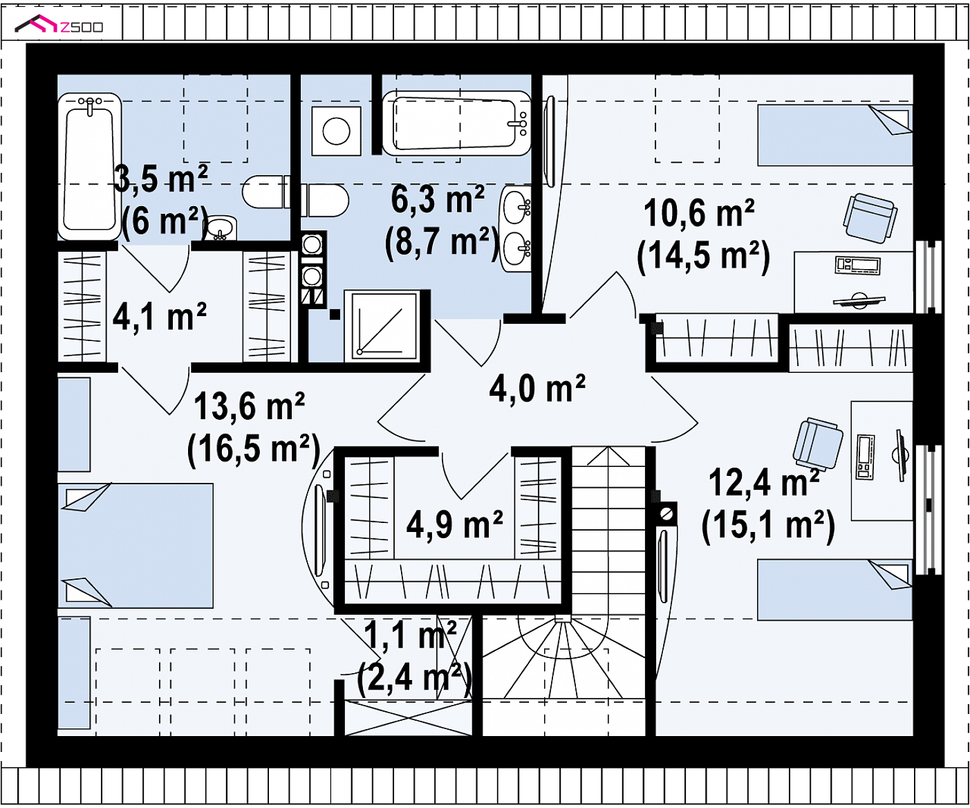 Z183 HB to wyjątkowy dom z kategorii projekty domów do 120 m2 Gotowy projekt domu - Współczesny projekt domu jednorodzinnego technologii H-Block firmy Solcraft