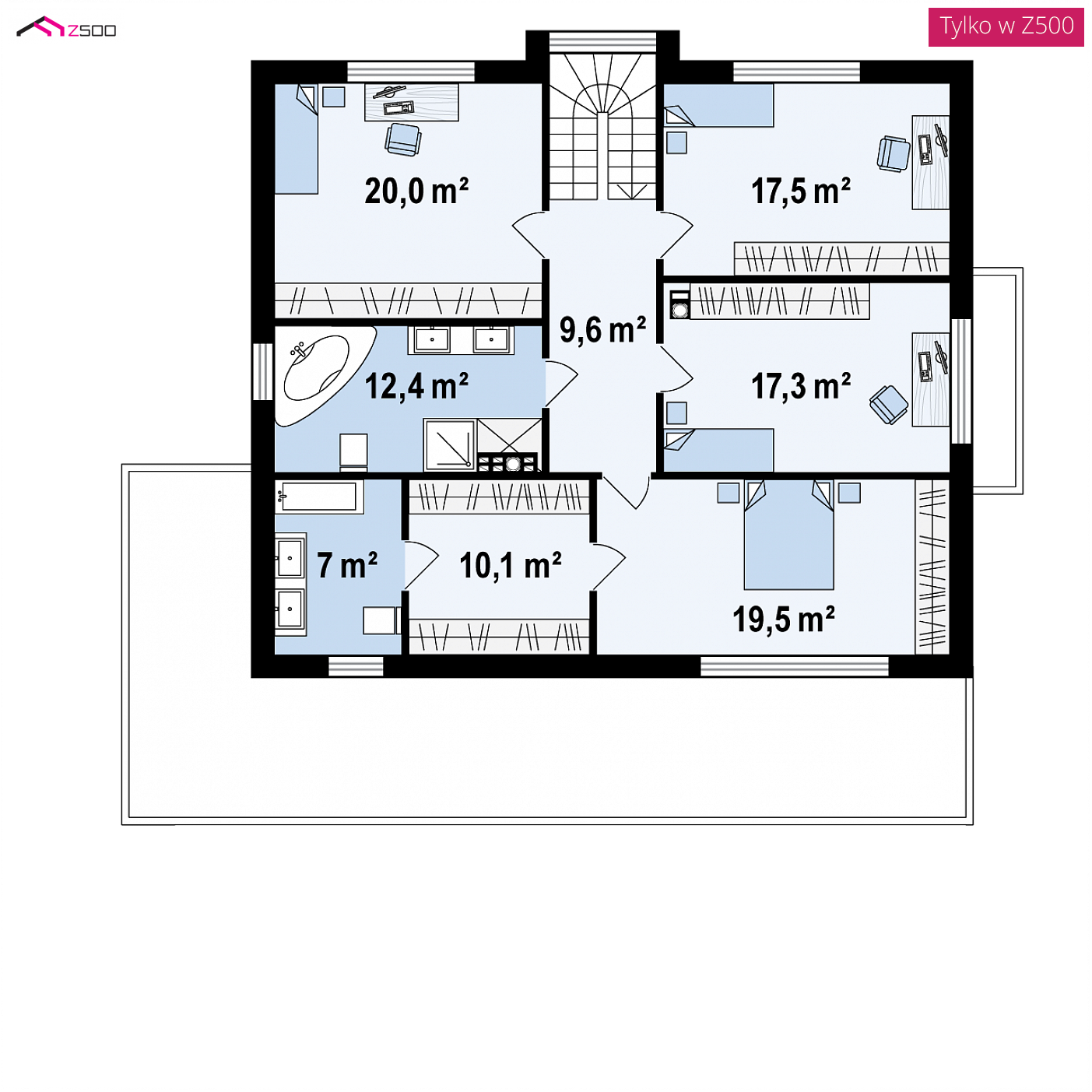 Zx62 A to wyjątkowy dom z kategorii projekty domów powyżej 200 m2 Gotowy projekt domu - Piętrowy dom o zwartej bryle z garażem na dwa auta