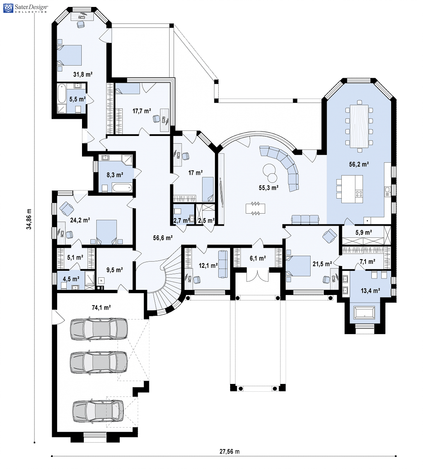 Zr9 to wyjątkowy dom z kategorii projekty domów piętrowych (dwukondygnacyjnych) Gotowy projekt domu - Klasyczna, elegancka rezydencja doskonała dla wieloosobowej rodziny